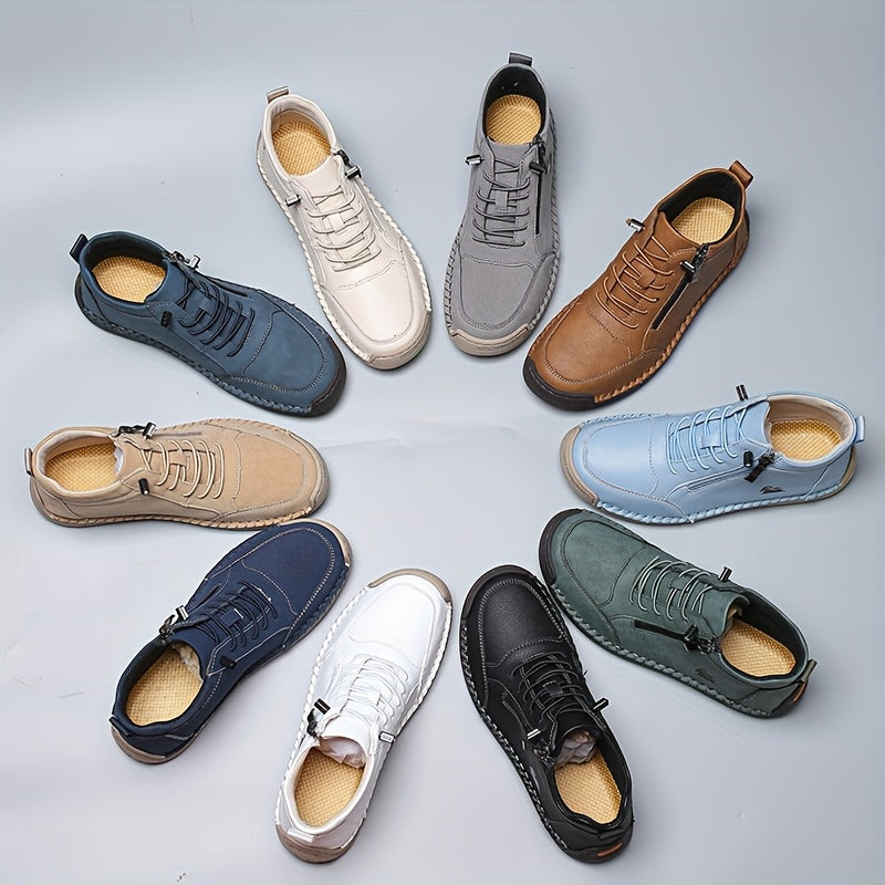 Assorted-color ergonomic support sneakers, lace-up with side zipper