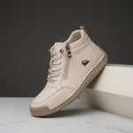 Ivory ergonomic support sneakers with lace-up front and side zipper