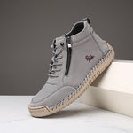 Gray ergonomic support sneakers with lace-up front and side zipper