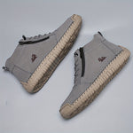 Light gray ergonomic support sneakers with lace-up front and side zipper